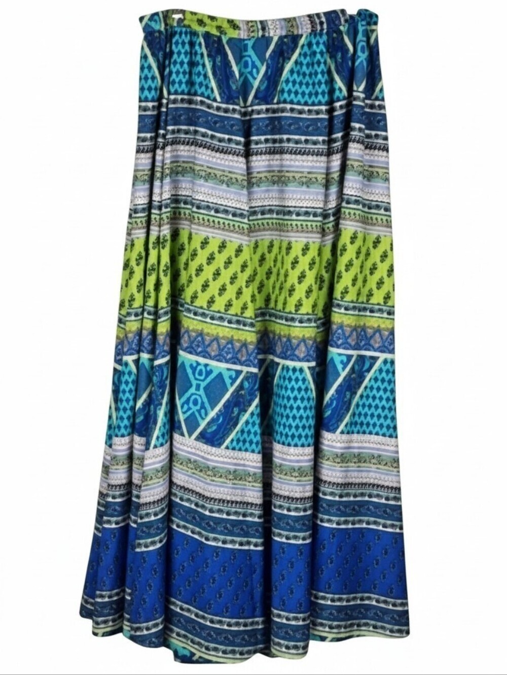 Lucky & Coco Maxi Skirt, Blue Lime Print, XL